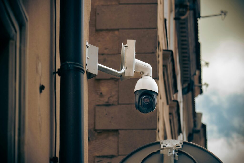 CCTV on side of building.